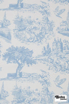 Light Blue & White, Toile Twill Woven Fabric - Boho Fabrics - Woven Fabric