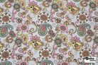 Light Blue with Pastel Paisley and Florals Rayon Challis Woven Fabric - Boho Fabrics - Challis, Woven