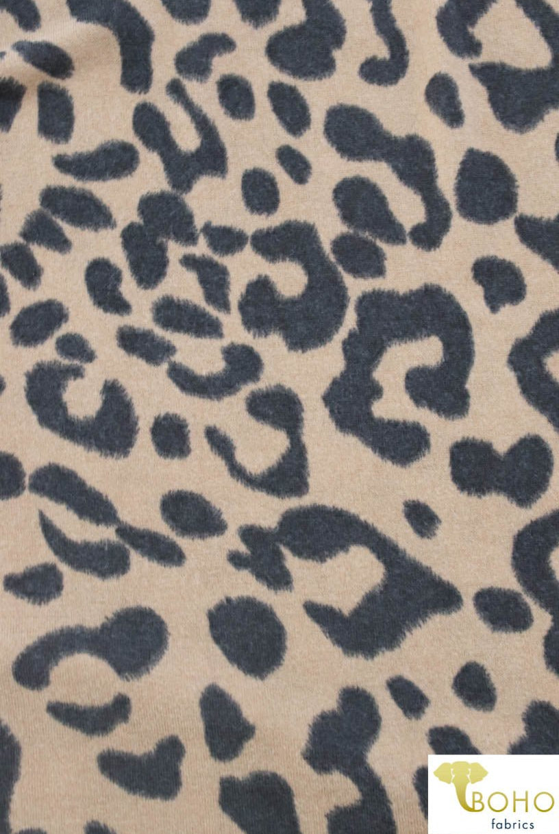 Light Brown Leopard Brushed Sweater Knit Fabric. PRSW-110-BRWN - Boho Fabrics
