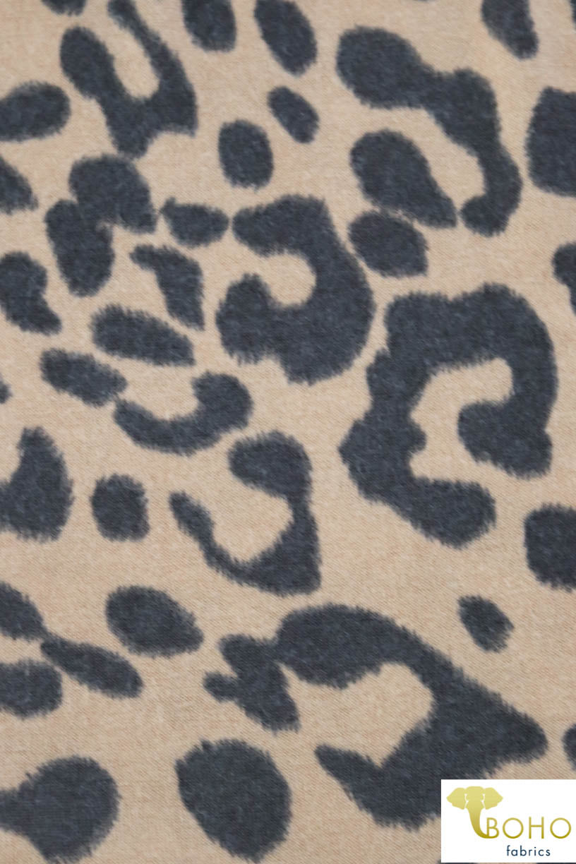 Light Brown Leopard Brushed Sweater Knit Fabric. PRSW-110-BRWN - Boho Fabrics
