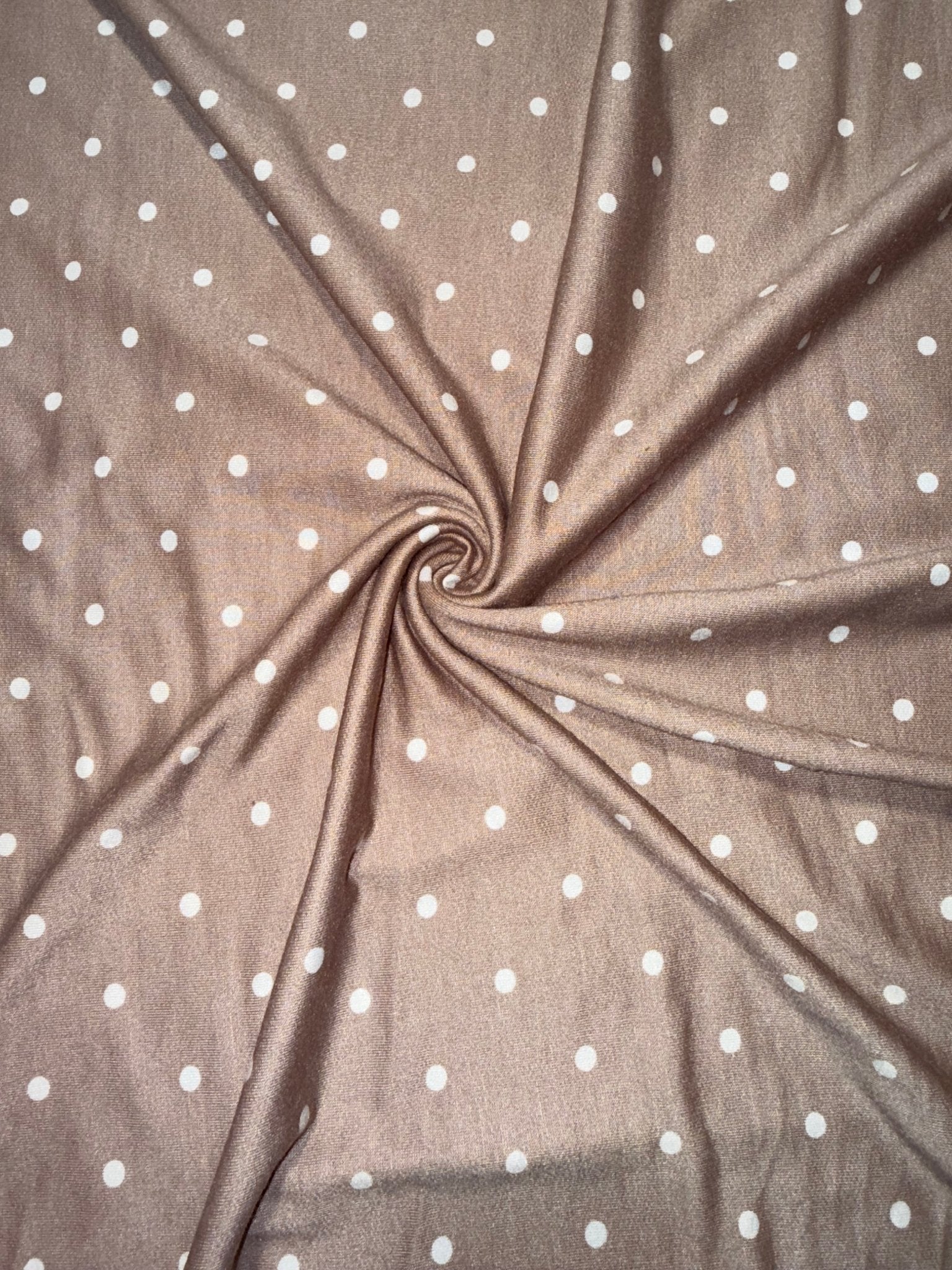 Light Brown Polka Dots, French Terry Knit Fabric - Boho Fabrics - French Terry Prints, Knit Fabric