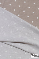 Light Brown Polka Dots, French Terry Knit Fabric - Boho Fabrics - French Terry Prints, Knit Fabric