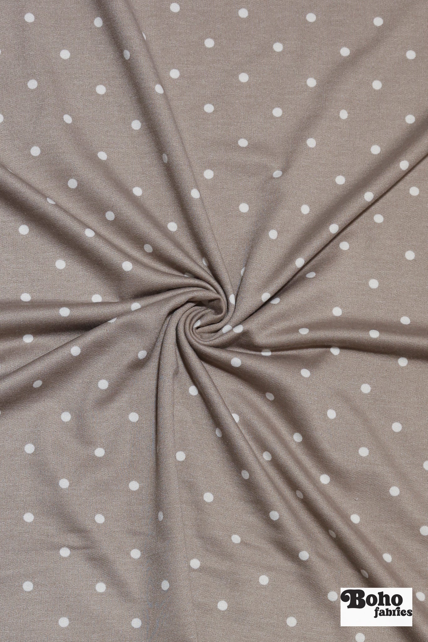 Light Brown Polka Dots, French Terry Knit Fabric - Boho Fabrics - French Terry Prints, Knit Fabric