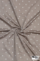 Light Brown Polka Dots, French Terry Knit Fabric - Boho Fabrics - French Terry Prints, Knit Fabric