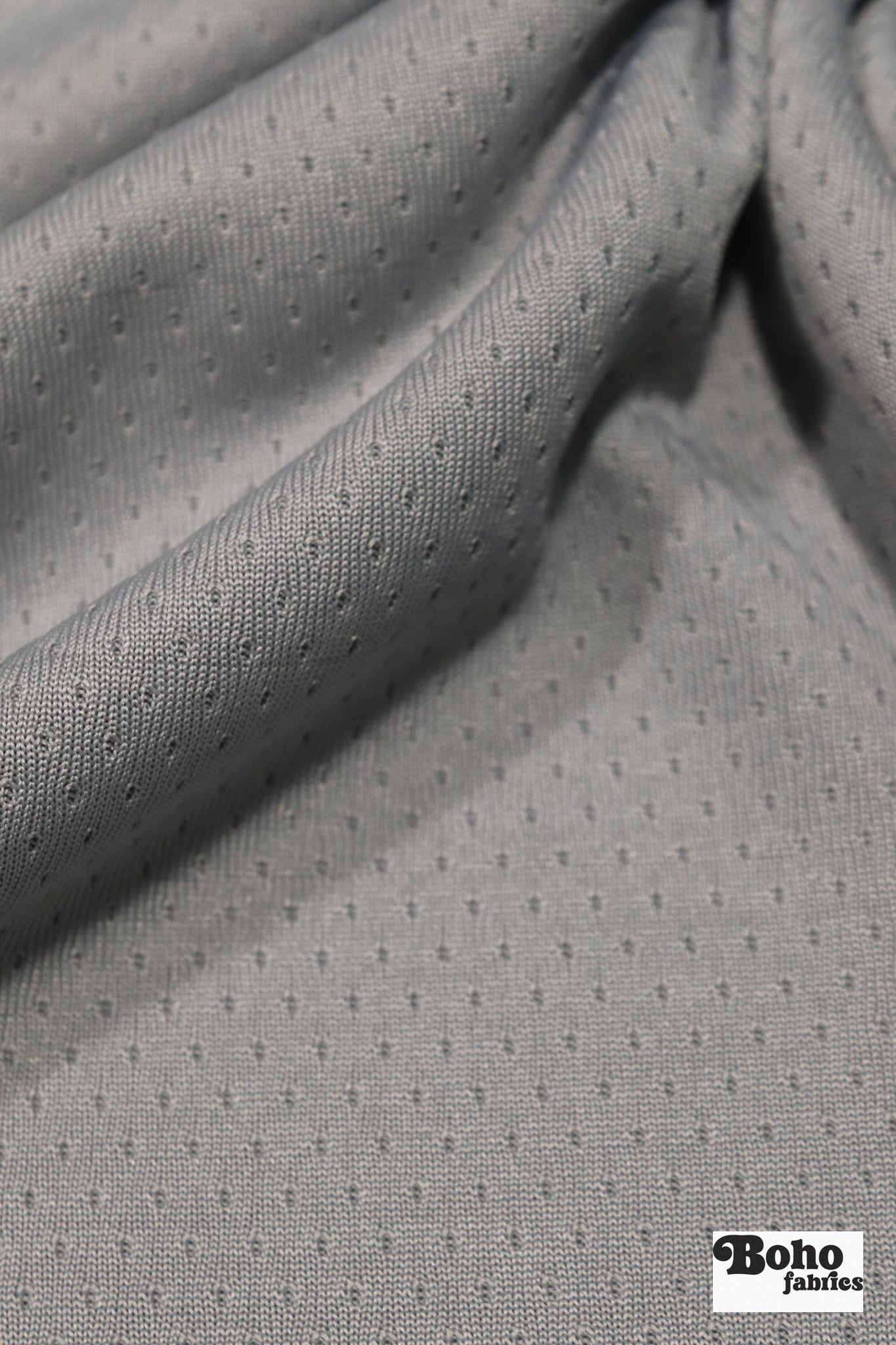 Light Gray, Flat Back Dimple, Athletic Mesh Fabric - Boho Fabrics - Athletic Knit Fabric