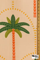 Light Peach Tropical Palm Trees Linen-Look Canvas Woven Fabric - Boho Fabrics - Home Dec. & Upholstery Fabric