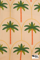 Light Peach Tropical Palm Trees Linen-Look Canvas Woven Fabric - Boho Fabrics - Home Dec. & Upholstery Fabric
