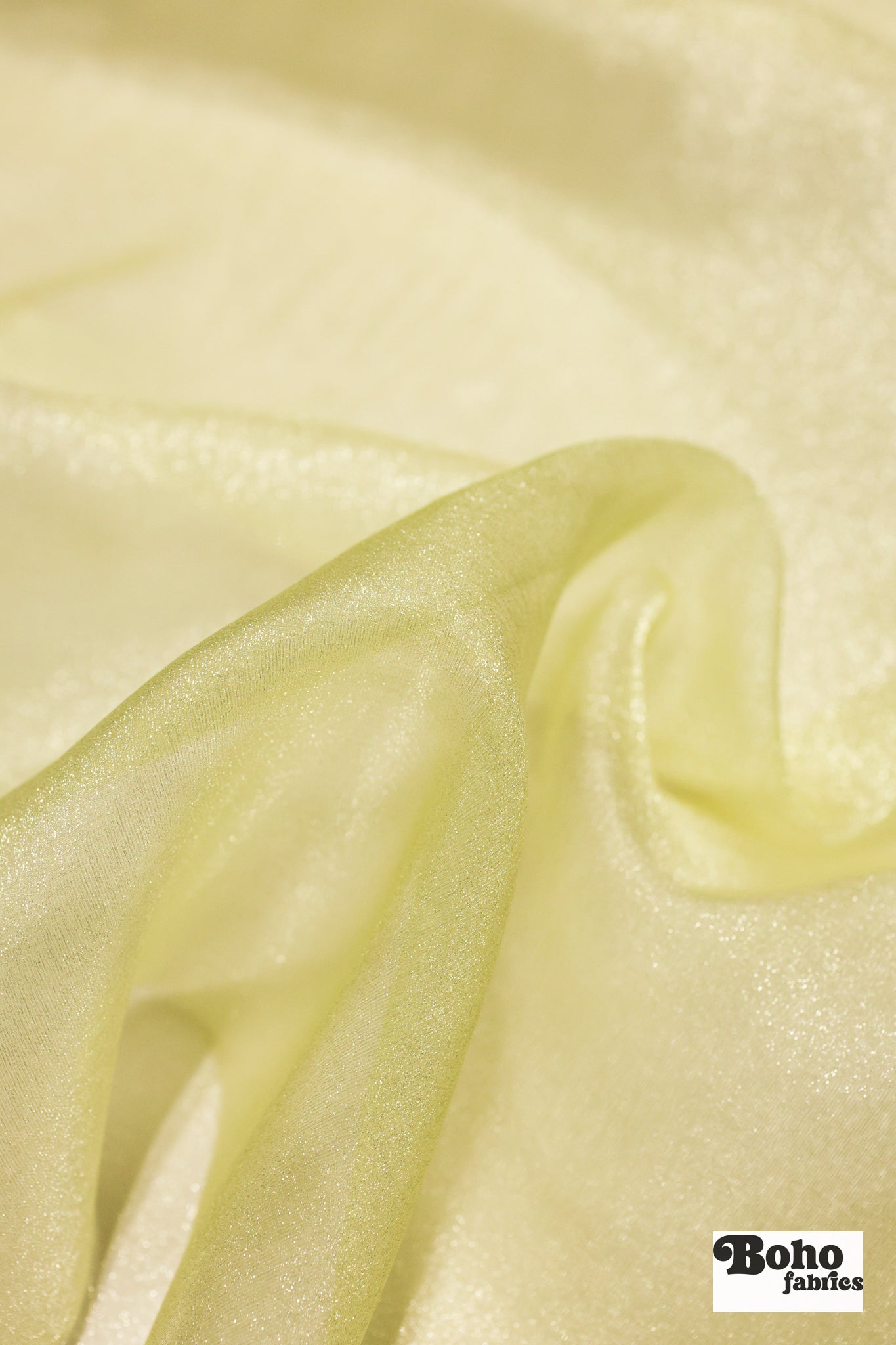 Light Yellow, Organza Shimmer, 44" Woven Fabric - Boho Fabrics - Organza, Woven Fabric
