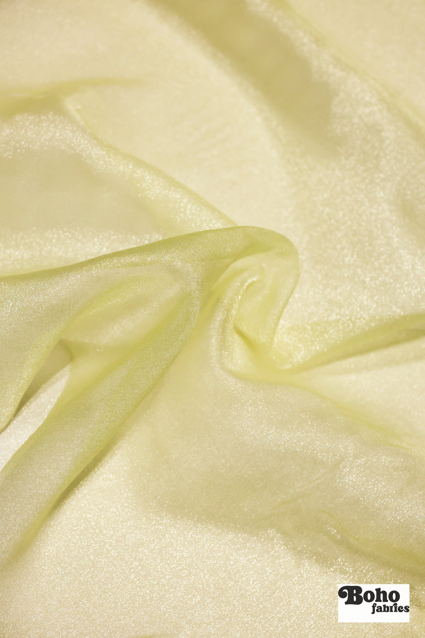 Light Yellow, Organza Shimmer, 44" Woven Fabric - Boho Fabrics - Organza, Woven Fabric