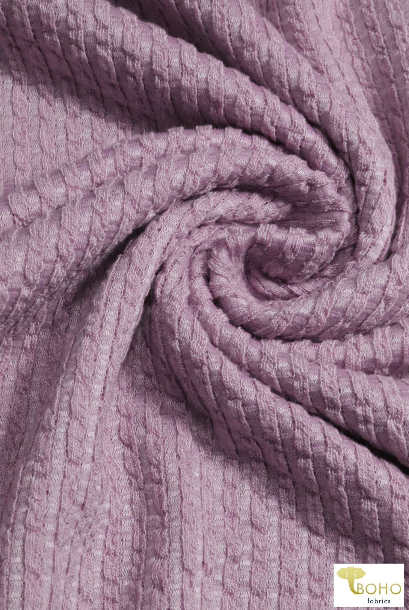 Lilac Purple Mini Cable Stripes, 5x5 Rib Knit. RIB-130-PURP - Boho Fabrics