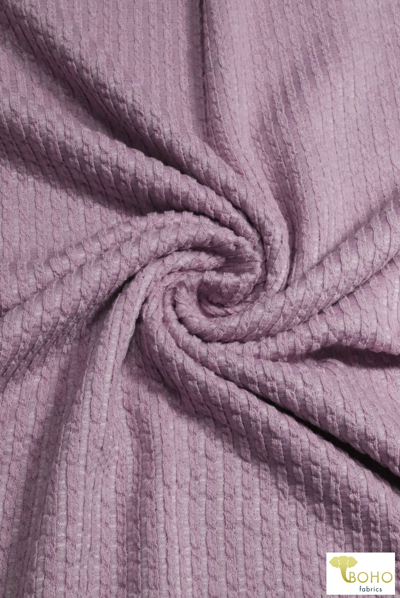 Lilac Purple Mini Cable Stripes, 5x5 Rib Knit. RIB-130-PURP - Boho Fabrics