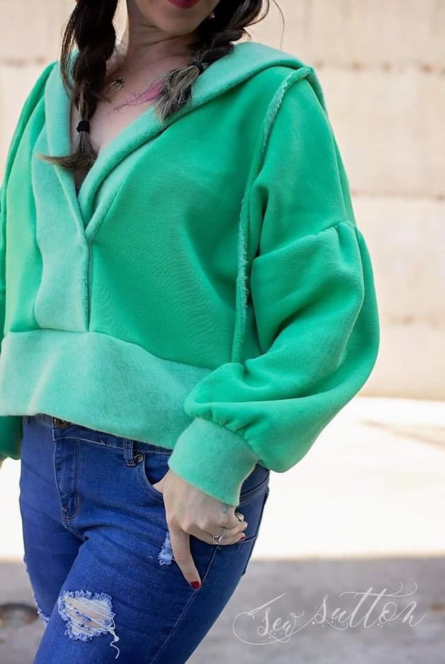 Lime Green, Sweatshirt Fleece. - Boho Fabrics