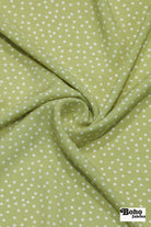 Lime Green with White Polka Dots Rayon Challis Woven Fabric - Boho Fabrics - Challis, Woven