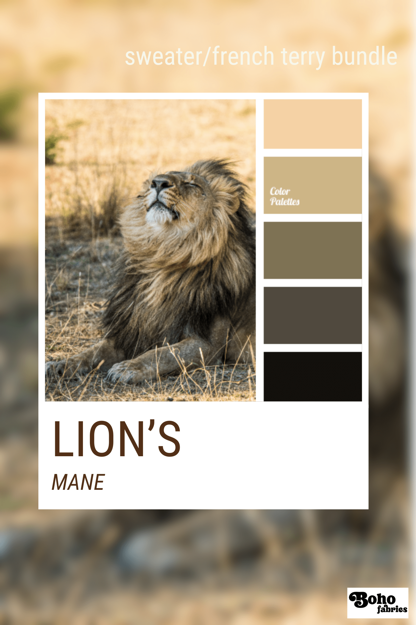 Lion's Mane, Sweater/French Terry Knit Palette Bundle - Boho Fabrics - Fabric Bundles