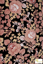 Lotus Vines on Black. Double Brushed Poly Knit Fabric. BP-112-BLK - Boho Fabrics