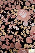 Lotus Vines on Black. Double Brushed Poly Knit Fabric. BP-112-BLK - Boho Fabrics