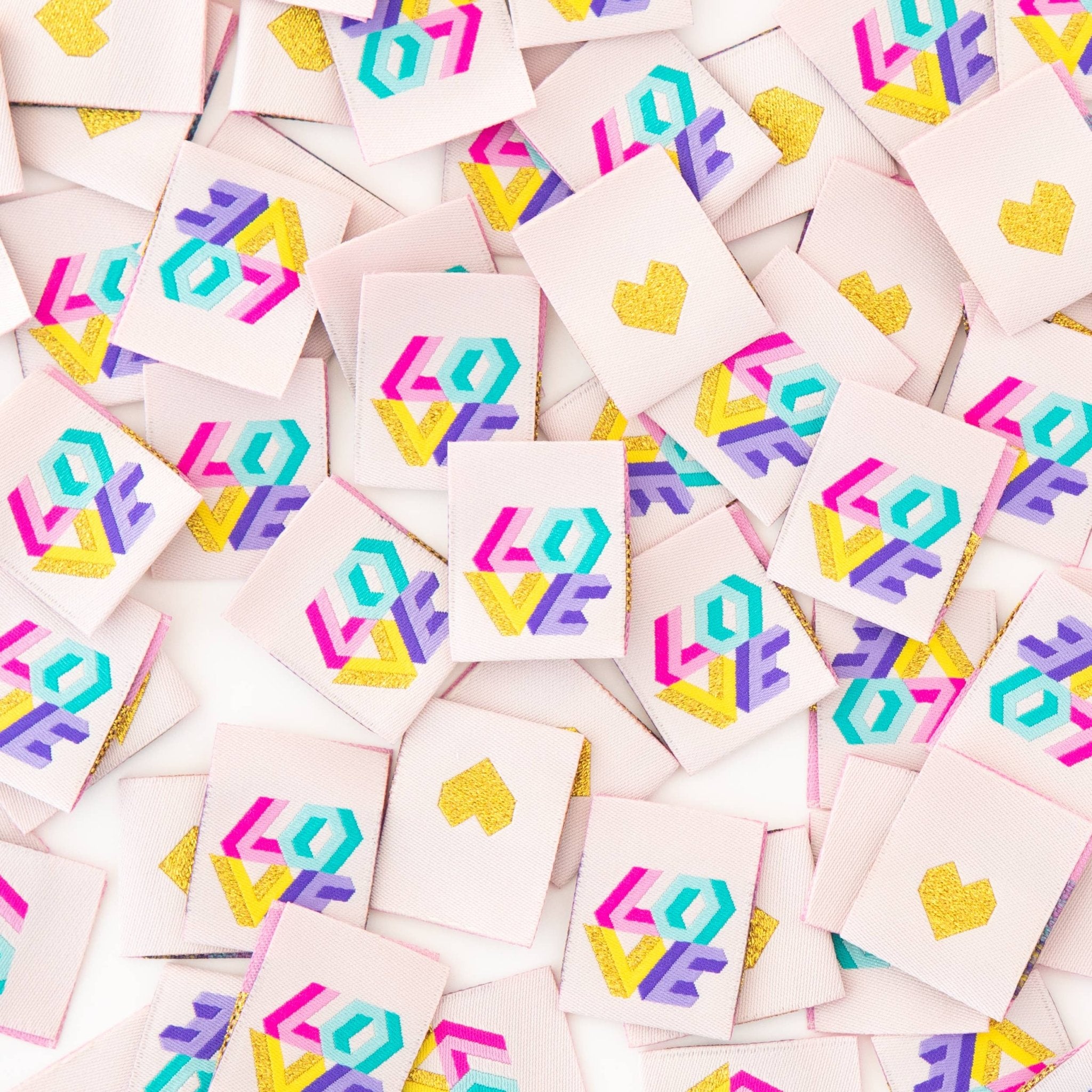 Love -  Sewing Woven Clothing Label Tags - Boho Fabrics - Sew - in Labels