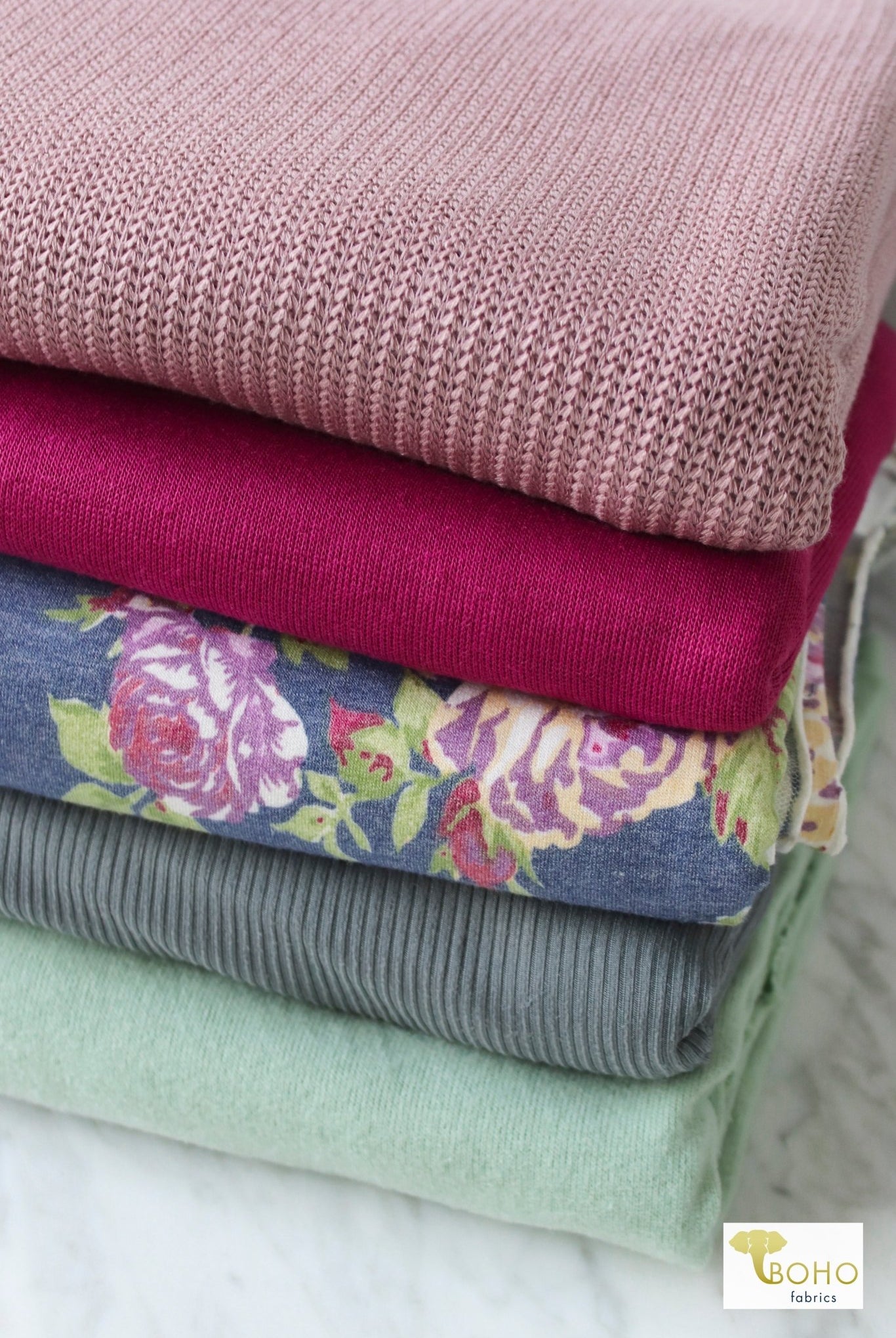 "Luscious Hydrangeas" Sweater/FT Knit Palette Bundle. - Boho Fabrics