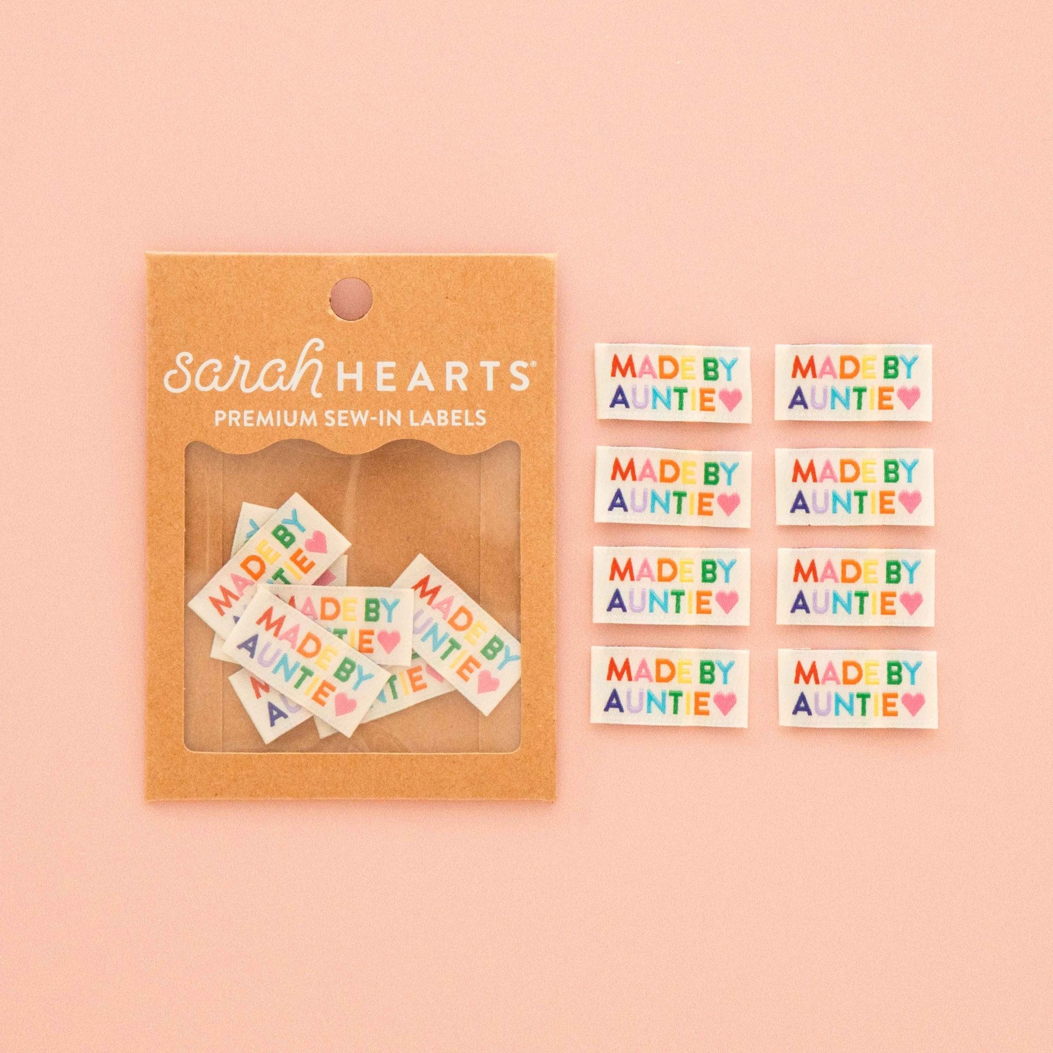 Made by Auntie Woven Sewing Labels Rainbow Colors - Boho Fabrics -