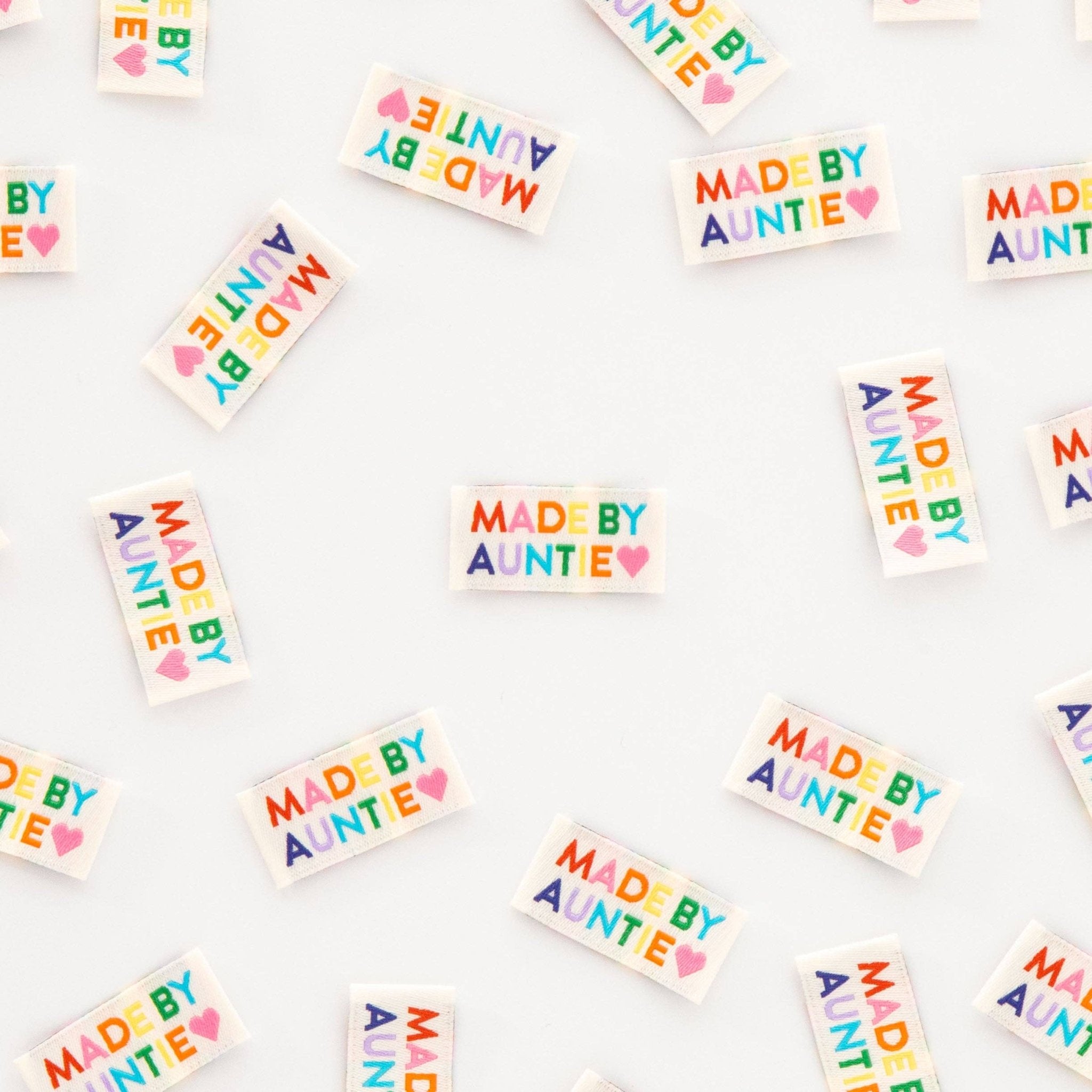 Made by Auntie Woven Sewing Labels Rainbow Colors - Boho Fabrics -
