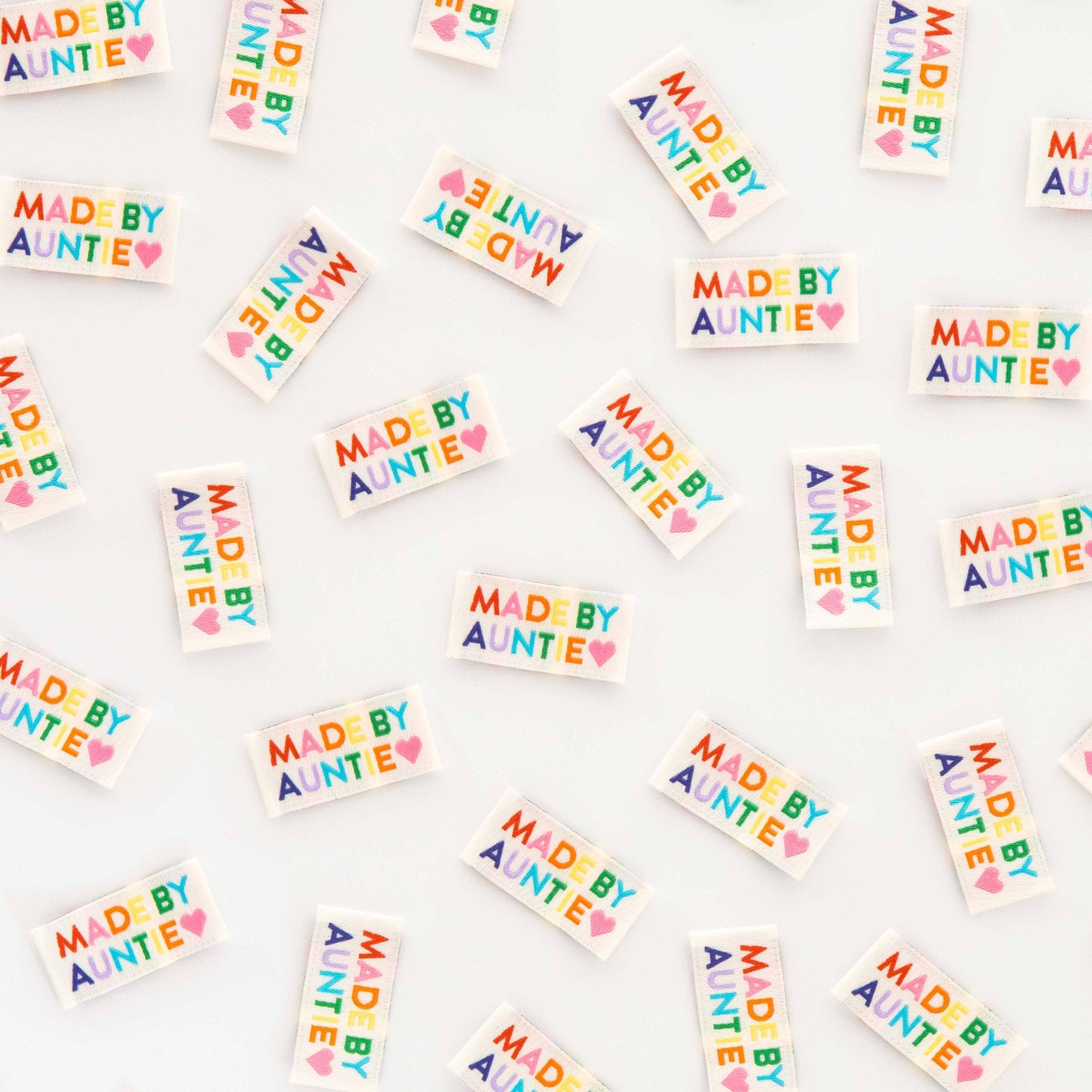 Made by Auntie Woven Sewing Labels Rainbow Colors - Boho Fabrics -