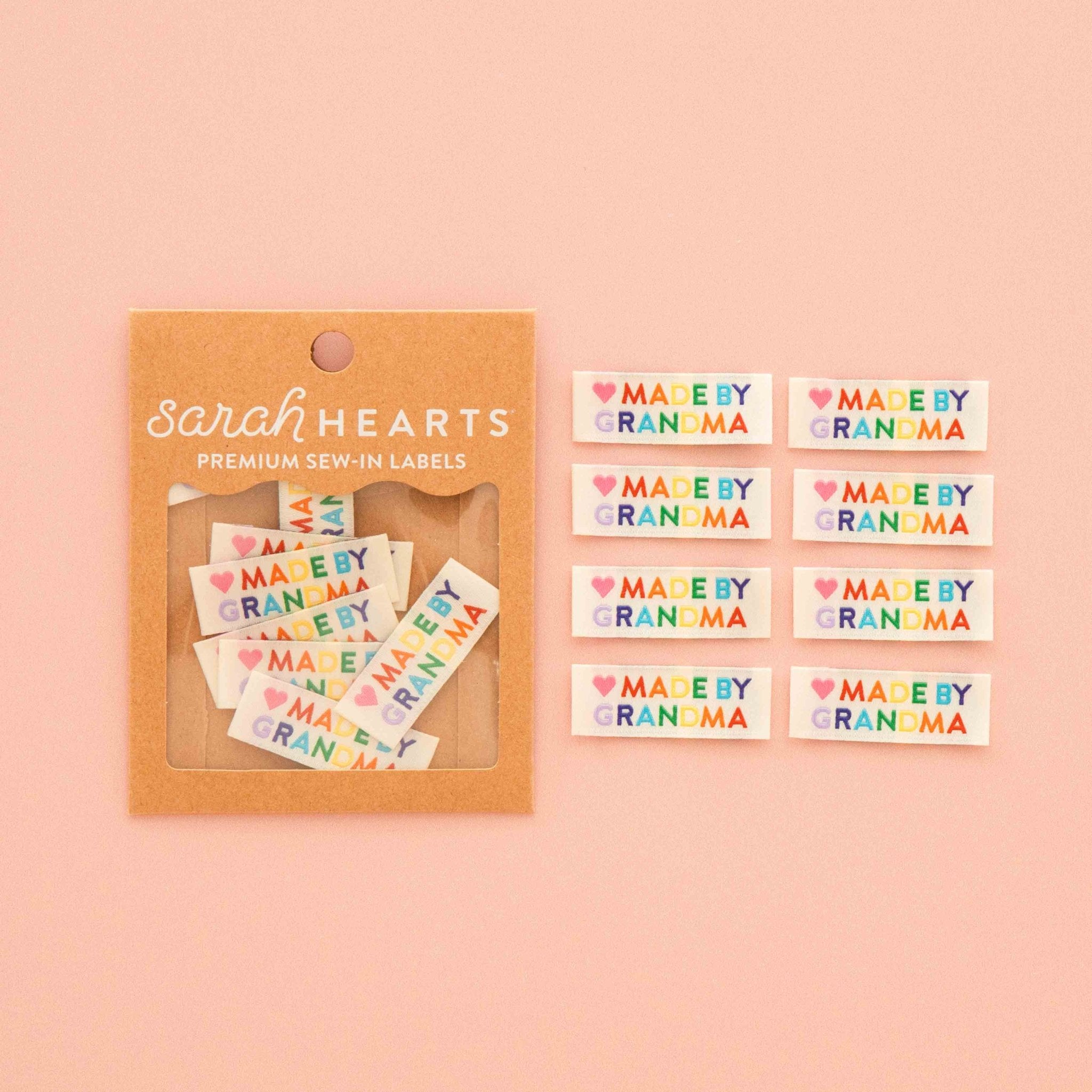 Made by Grandma Woven Sewing Labels Rainbow Colors - Boho Fabrics -