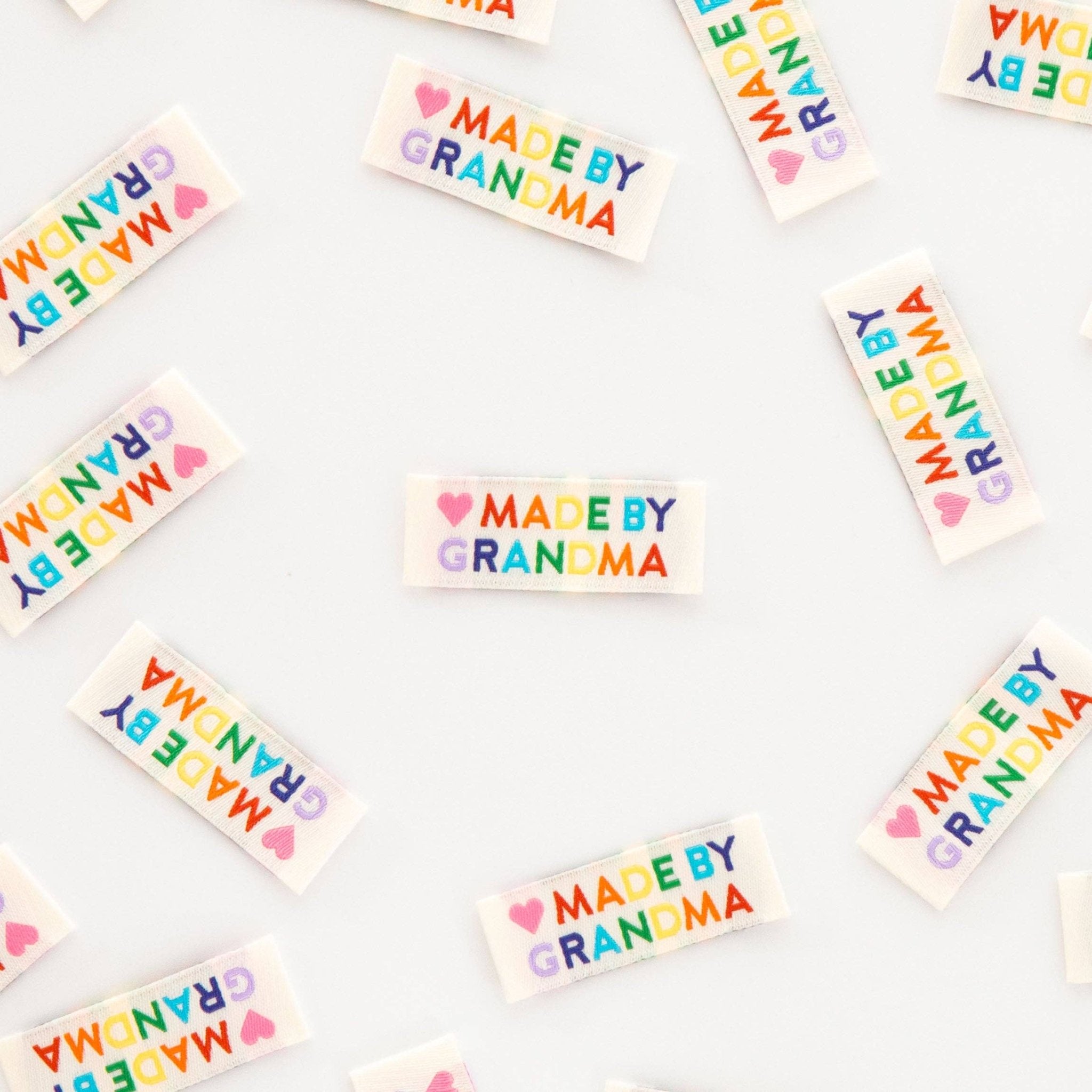 Made by Grandma Woven Sewing Labels Rainbow Colors - Boho Fabrics -