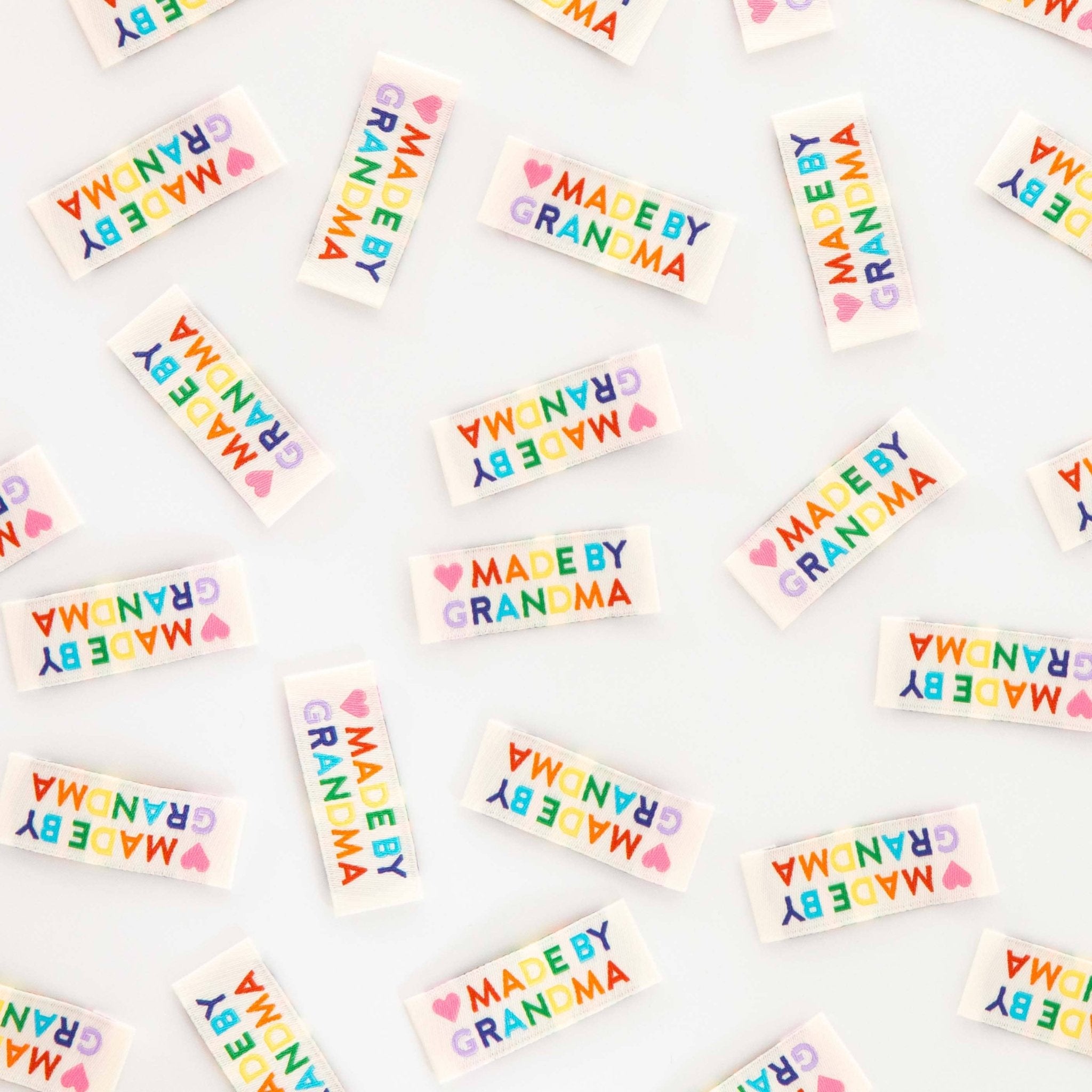 Made by Grandma Woven Sewing Labels Rainbow Colors - Boho Fabrics -