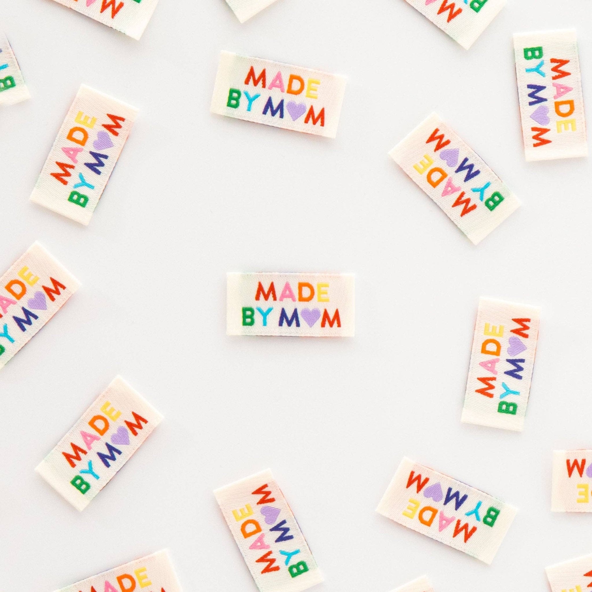 Made by Mom Woven Sewing Labels Rainbow Colors - Boho Fabrics -