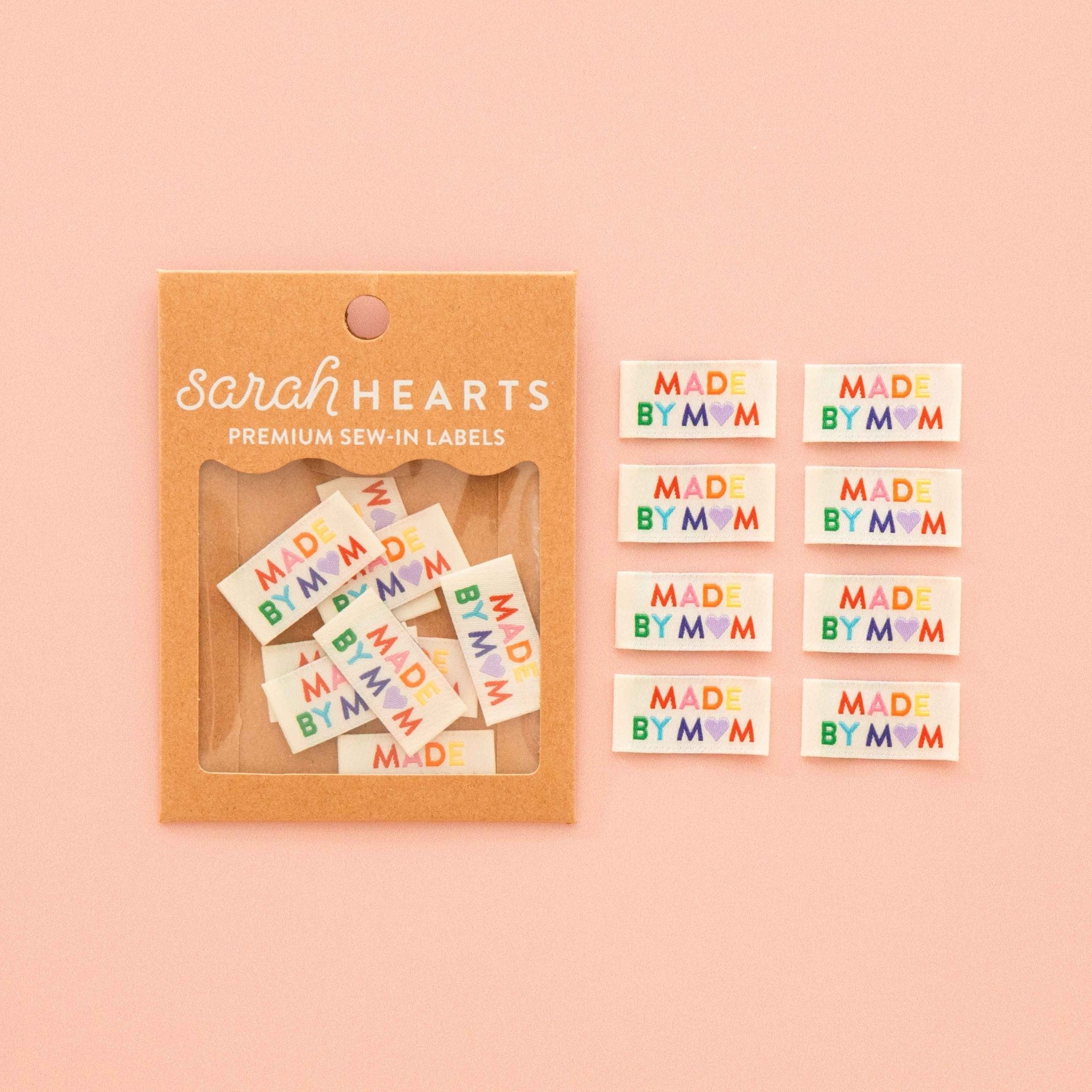 Made by Mom Woven Sewing Labels Rainbow Colors - Boho Fabrics -