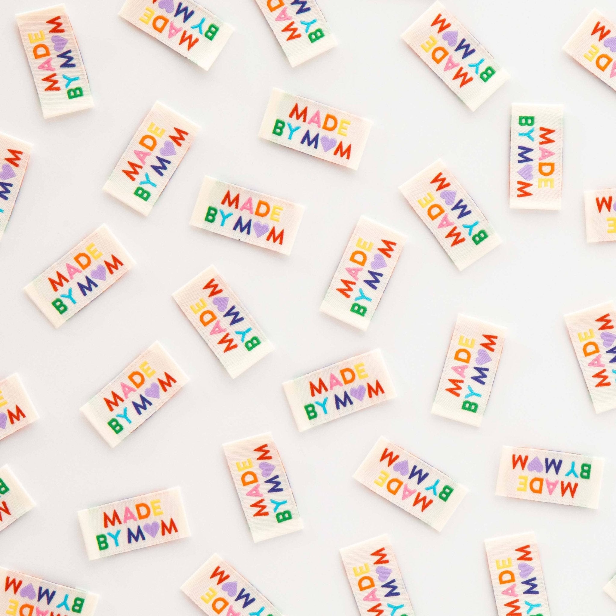 Made by Mom Woven Sewing Labels Rainbow Colors - Boho Fabrics -