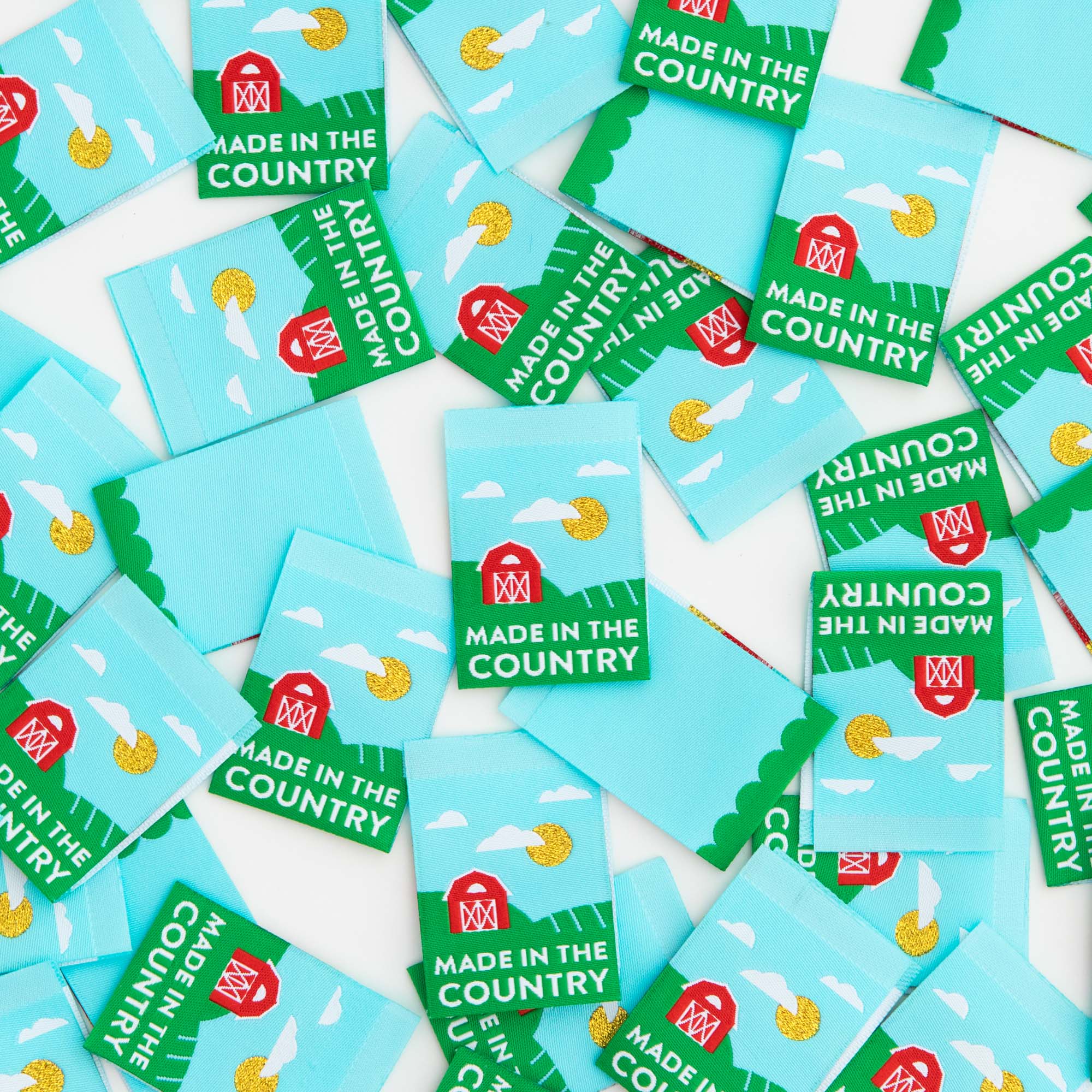 Made in the Country -  Sewing Woven Clothing Label Tags - Boho Fabrics - Sew - in Labels