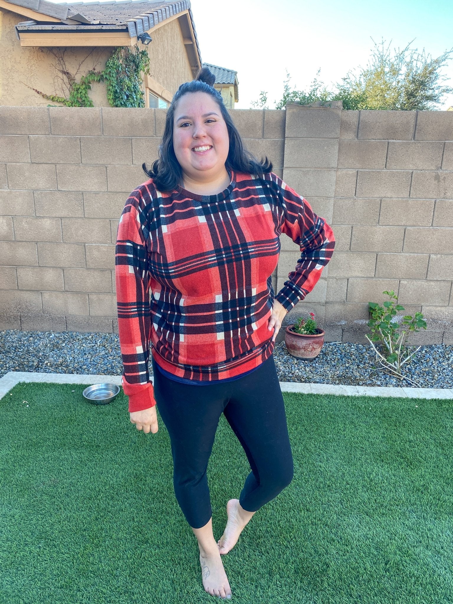 Madi Plaid! Red/Black Plaid Brushed Sweater Knit Fabric. PRSW-104 - Boho Fabrics