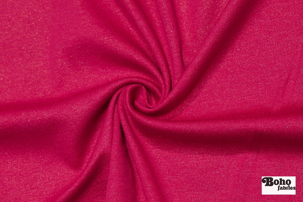 Magenta, Foiled Ponte Knit Fabric - Boho Fabrics - Ponte Solid, Knit Fabric