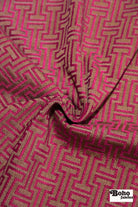 Magenta & Gold Geometric Fretwork Upholstery Woven Fabric - Boho Fabrics - Home Dec. & Upholstery Fabric