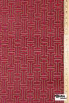 Magenta & Gold Geometric Fretwork Upholstery Woven Fabric - Boho Fabrics - Home Dec. & Upholstery Fabric