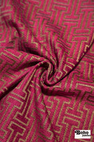Magenta & Gold Geometric Fretwork Upholstery Woven Fabric - Boho Fabrics - Home Dec. & Upholstery Fabric