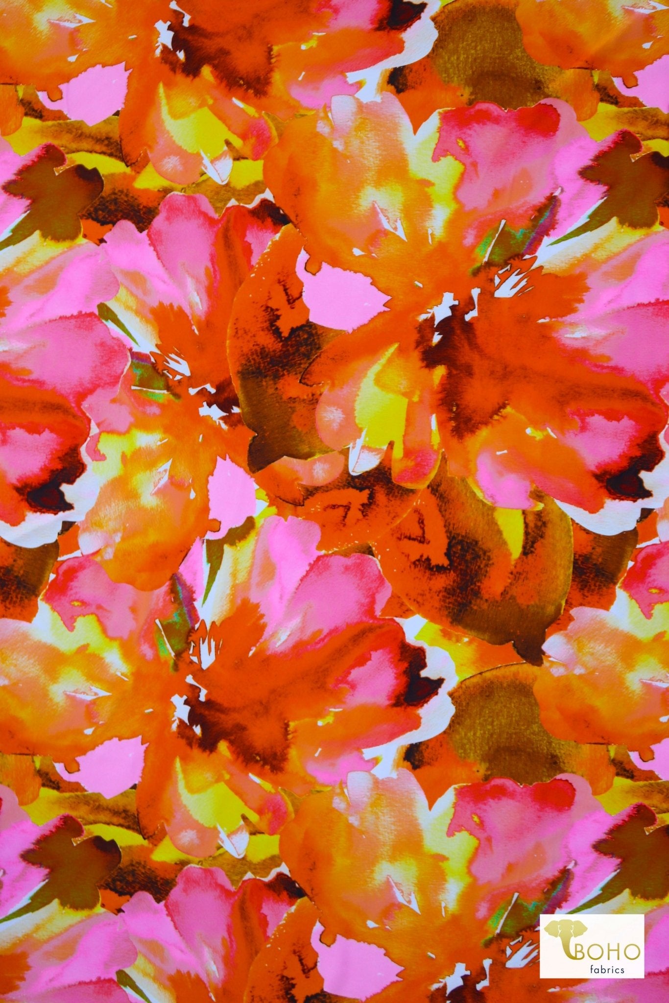 Mai-Tai Florals, Large Scale Printed Swim Knit Fabric. - Boho Fabrics