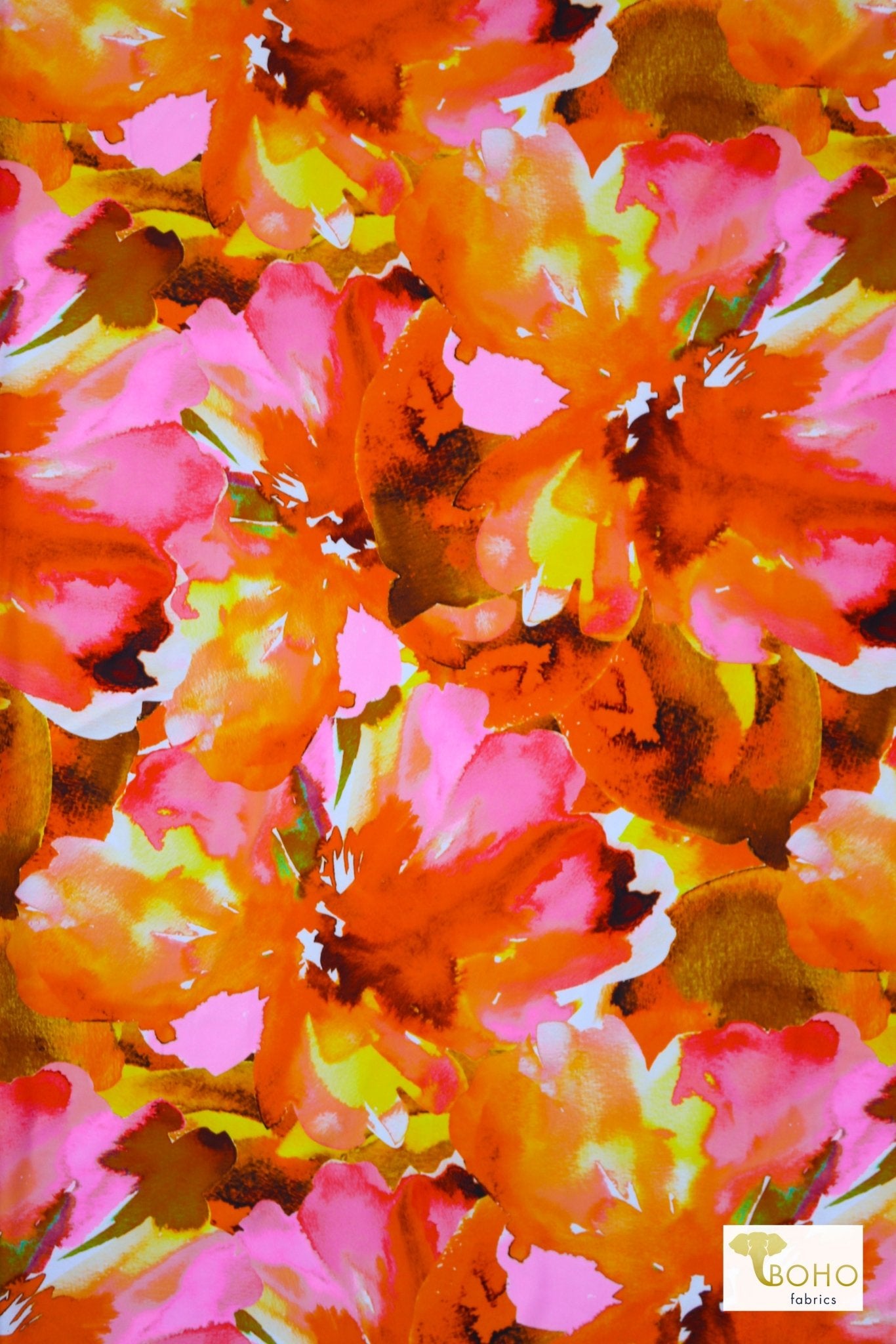 Mai-Tai Florals, Large Scale Printed Swim Knit Fabric. - Boho Fabrics