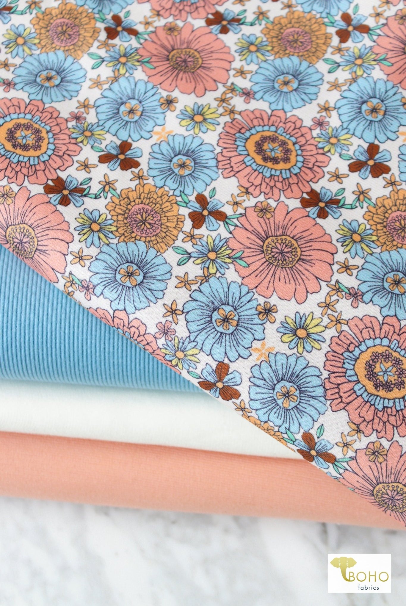 Maisy Daisy, Ponte Print Knit Fabric - Boho Fabrics - Ponte Print, Knit Fabric