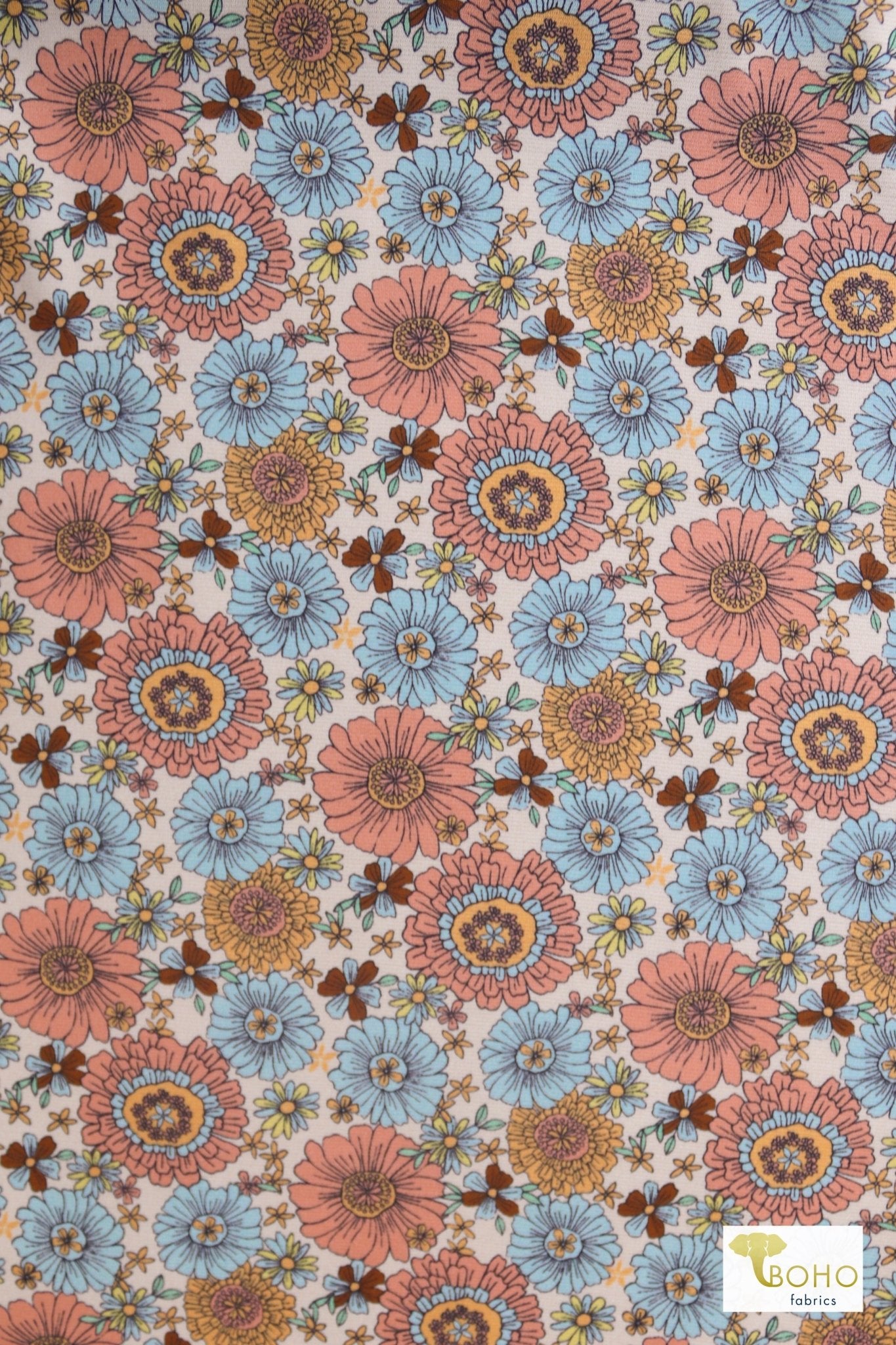 Maisy Daisy, Ponte Print Knit Fabric - Boho Fabrics - Ponte Print, Knit Fabric