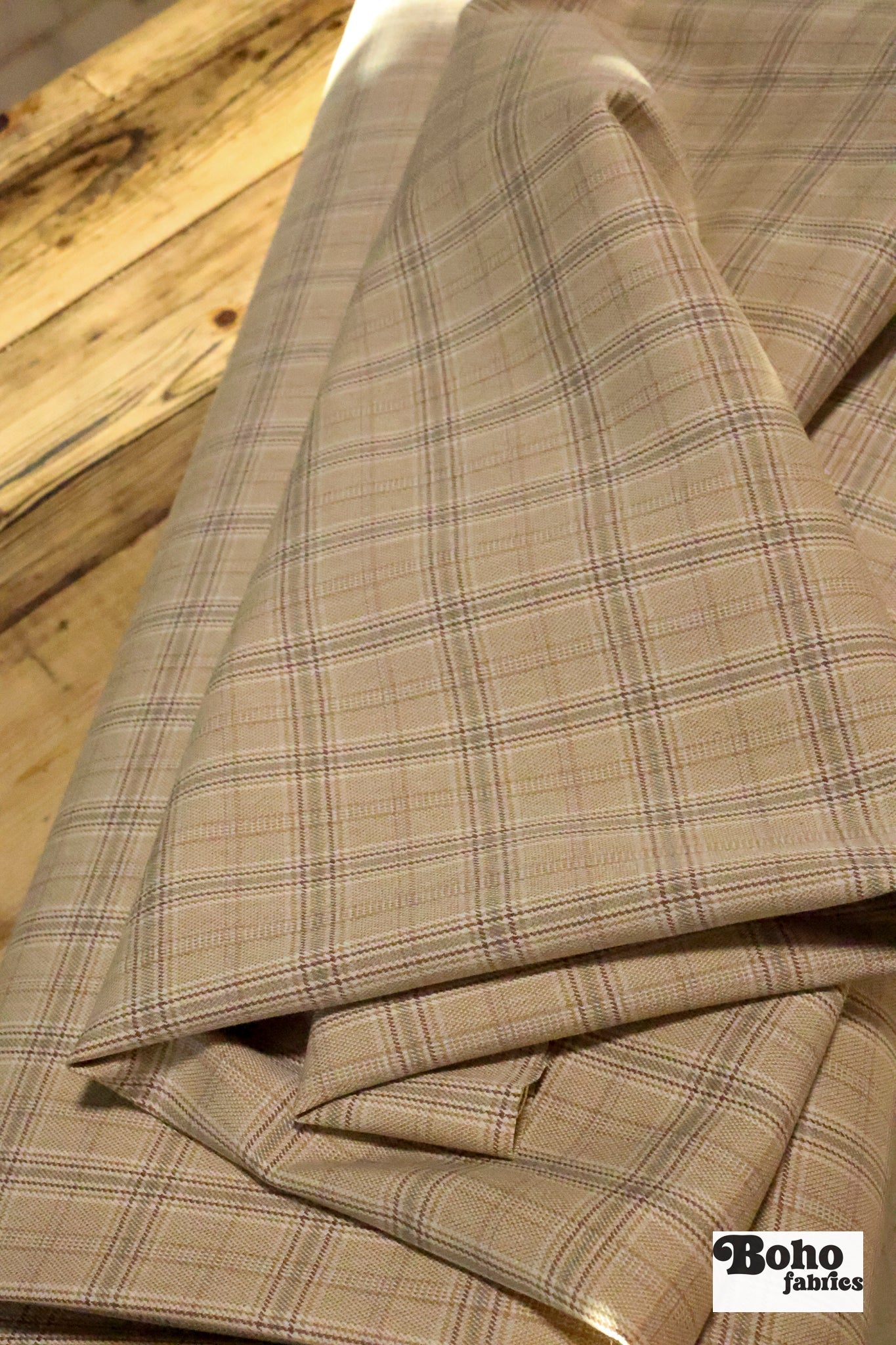 Maize Plaid, Stretch Woven Fabric - Boho Fabrics - Stretch Woven Fabric