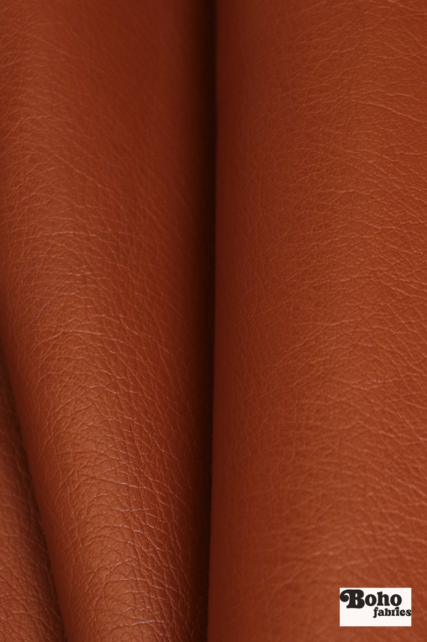 Maple Faux Leather Upholstery Fabric - Dark Orange/Cognac - Boho Fabrics - Home Dec. & Upholstery Fabric