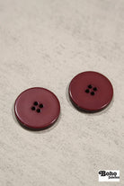 Maroon, Round 4 Hole Buttons. 26L (16mm/ 3/4"), 28L, (18mm/ 11/16"), 34L (21mm / 13/16"), 42L (26mm/ 1") - Boho Fabrics - Buttons & Snaps