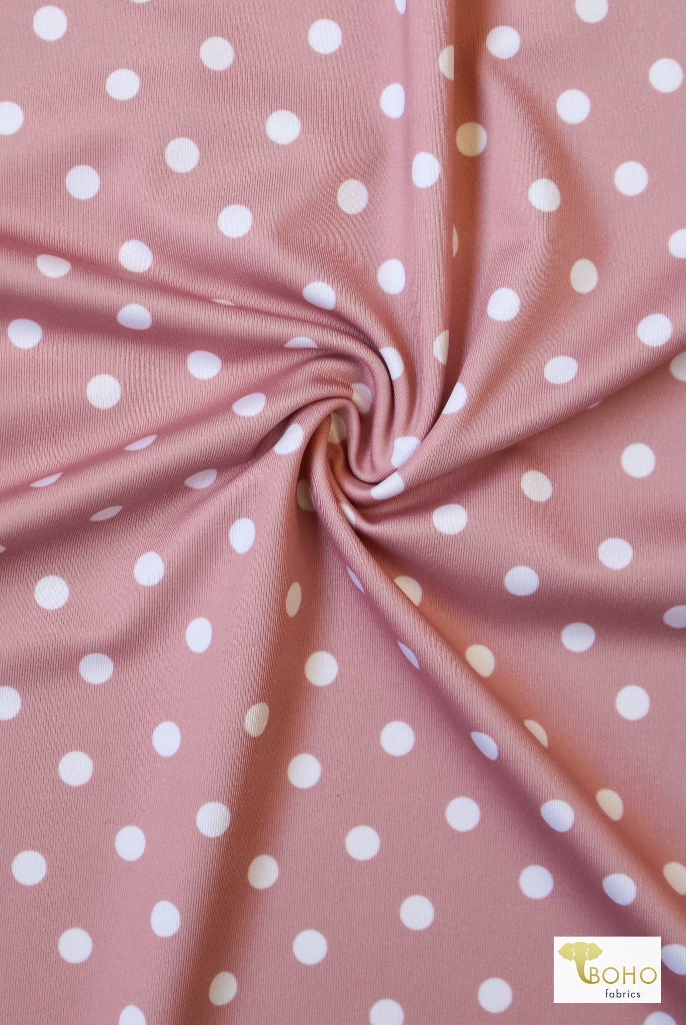 Mauve Polka Dots, Swim Print Knit Fabric - Boho Fabrics