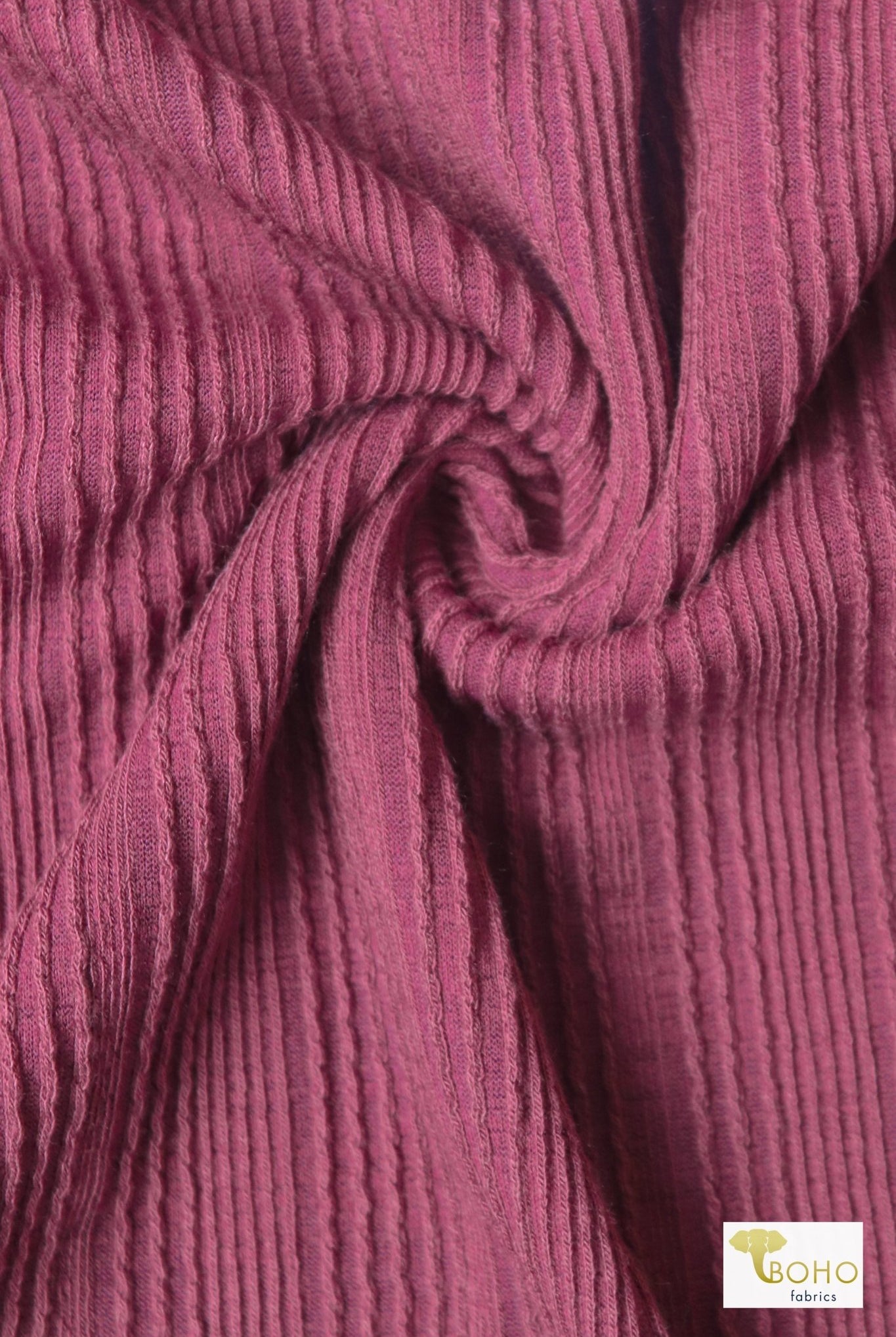 Mauve Raspberry, Varigated Rib Knit Fabric - Boho Fabrics