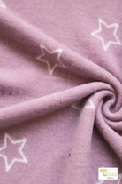 Mauve Stars, Brushed Printed Sweater Knit Fabric - Boho Fabrics
