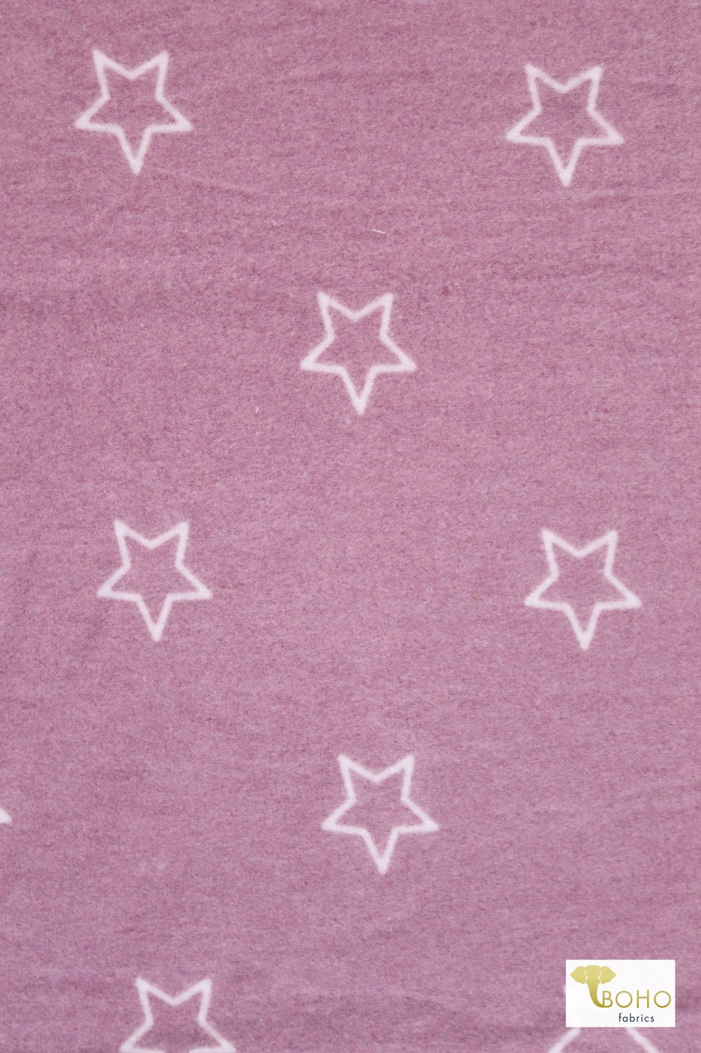 Mauve Stars, Brushed Printed Sweater Knit Fabric - Boho Fabrics