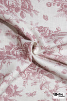 Mauve & White Floral Linen-Look Canvas Woven Fabric - Boho Fabrics - Home Dec. & Upholstery Fabric