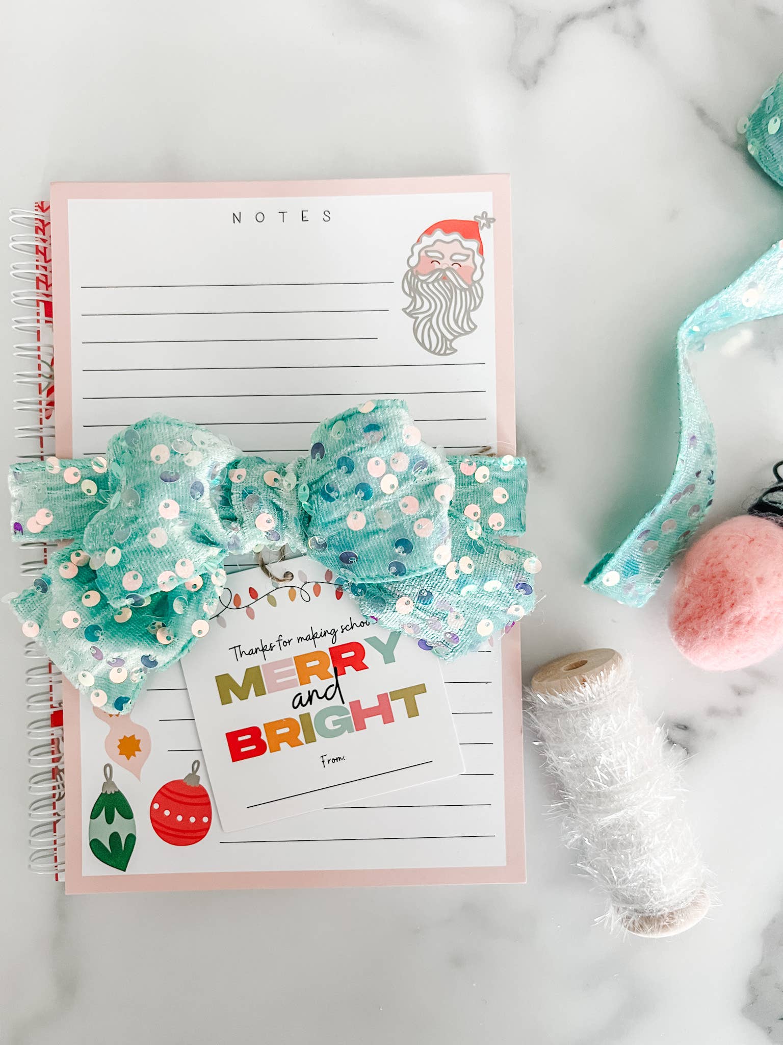 Merry & Bright Teacher Gift Tags - Set of 10 - Boho Fabrics - 